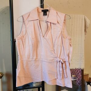 Pink V-neck Tie Front Top